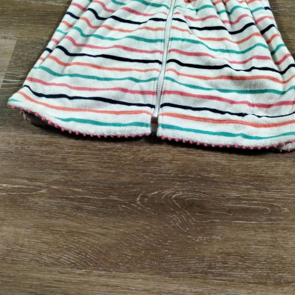 Carter's Girls Hooded Cover-Up Zip Up Striped Colorful Size 5T - Picture 6 of 16
